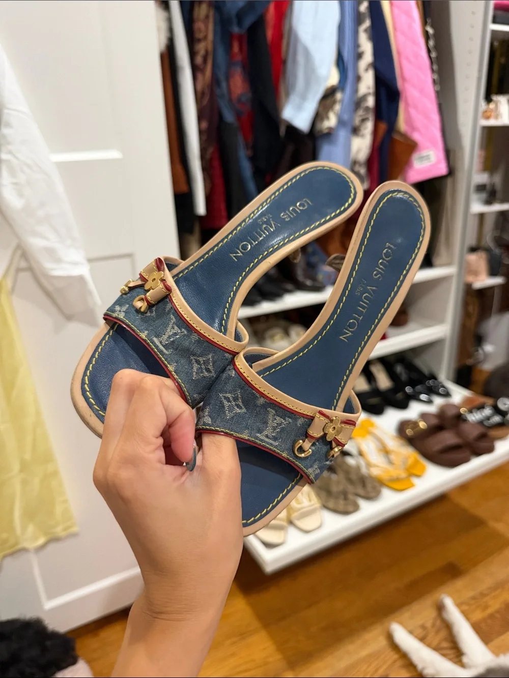 Louis Vuitton Blue Denim Slide Sandal